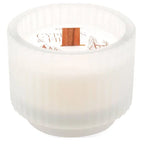 Cypress + Fir White Ribbed Glass Candle, Small