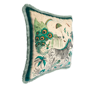 Lost World Luxury Velvet Cushion: Teal