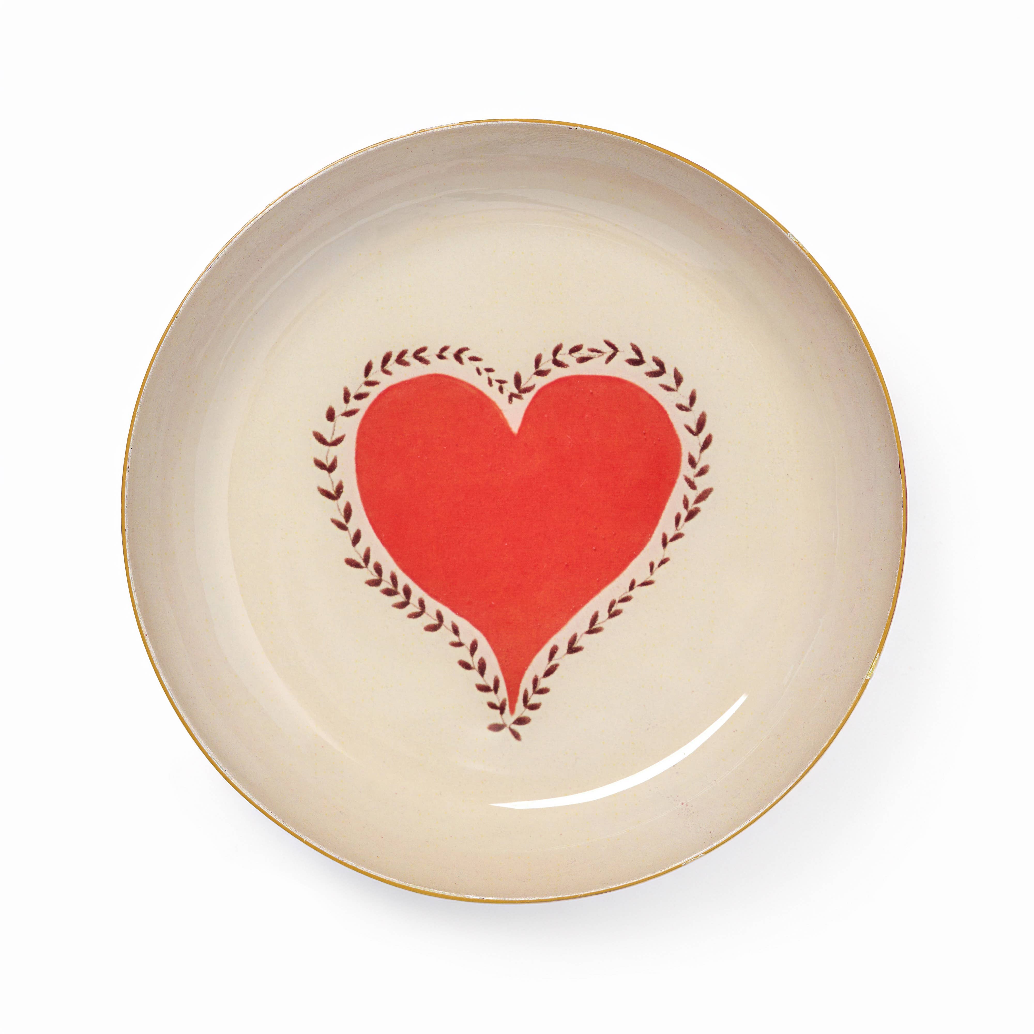 Round Enamel Tray, Heart