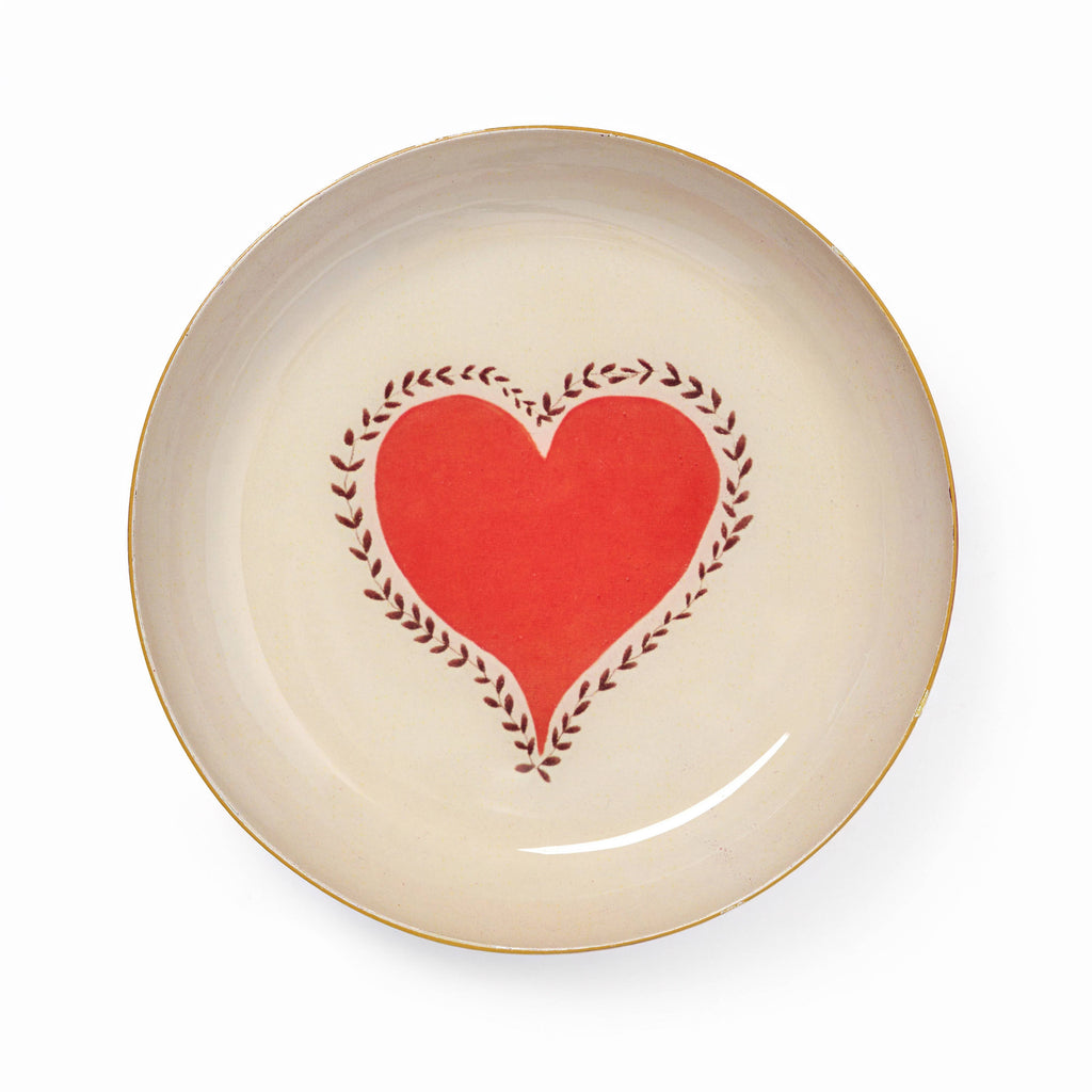 Round Enamel Tray, Heart