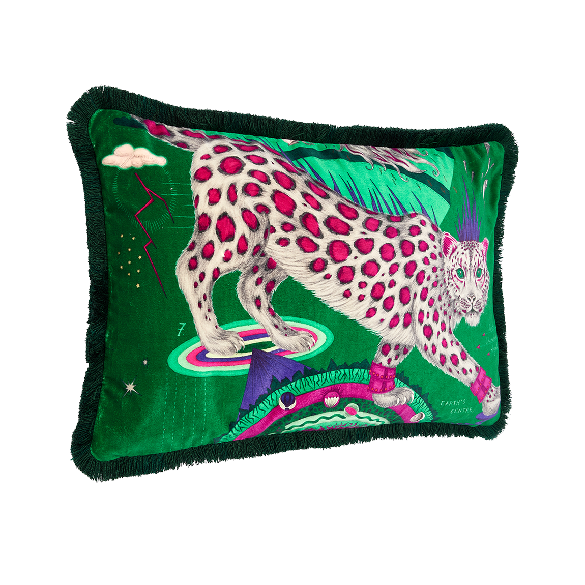 Snow Leopard Luxury Velvet Bolster Cushion: Blush
