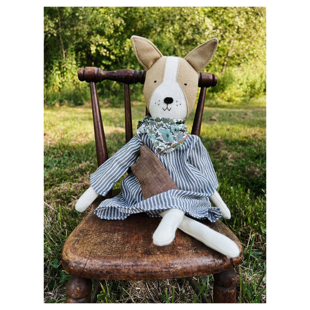 Fig The Frenchie Dog, Linen Day Dress With Liberty Scarf