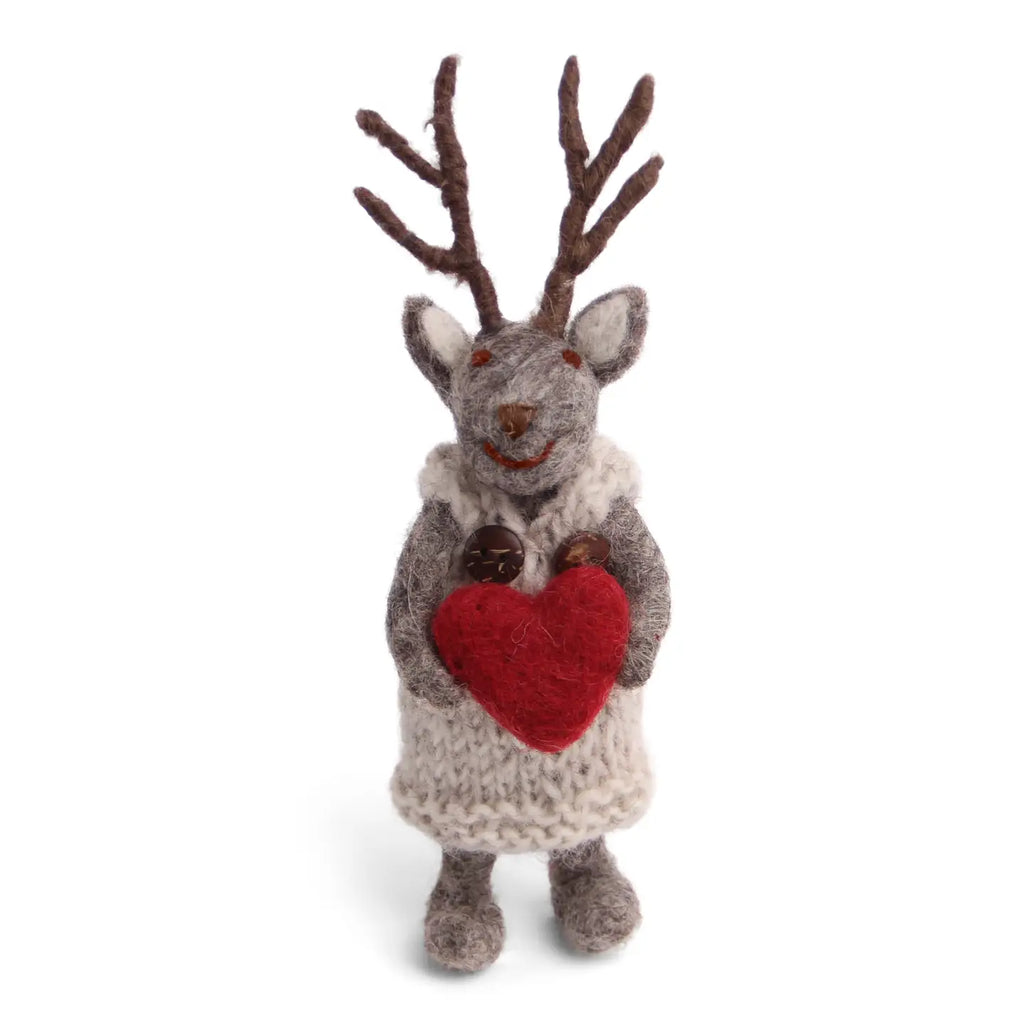 Small Grey Girly Deer With Heart