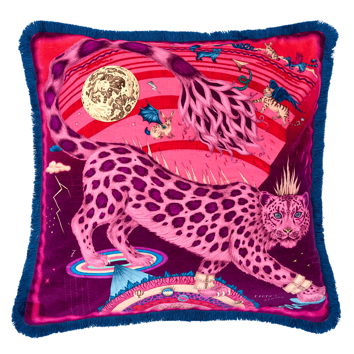 Snow Leopard Luxury Velvet Cushion: Flame