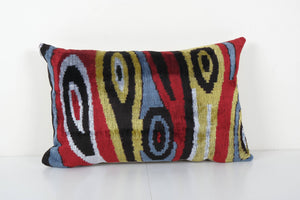 Ikat Colorful Pillow Cover - Handloom Silk Pastel Velvet