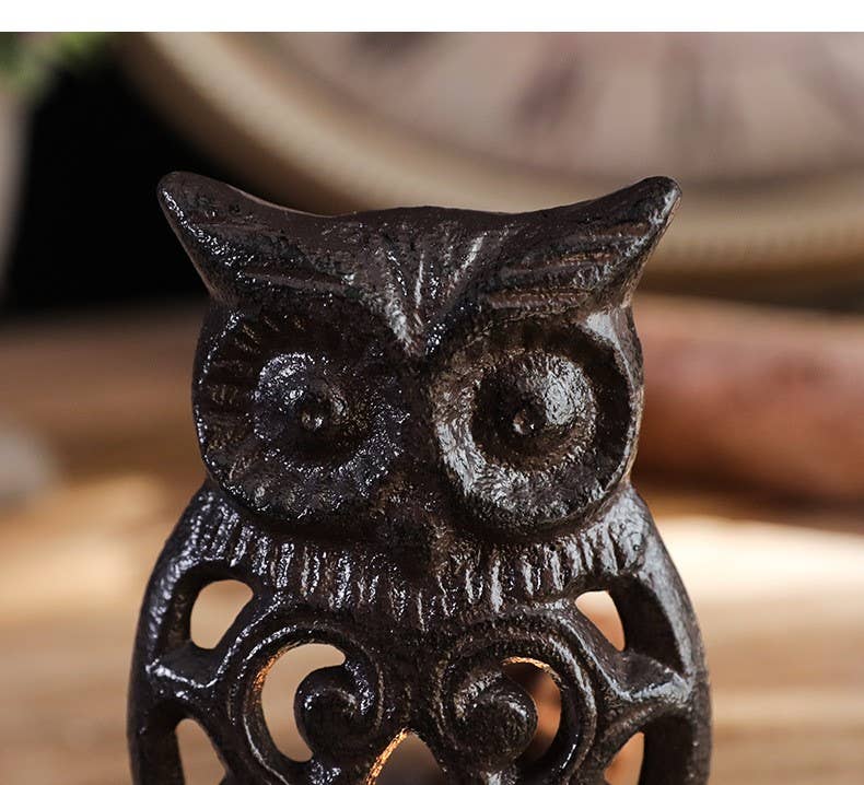 Iron Owl Candle Holder