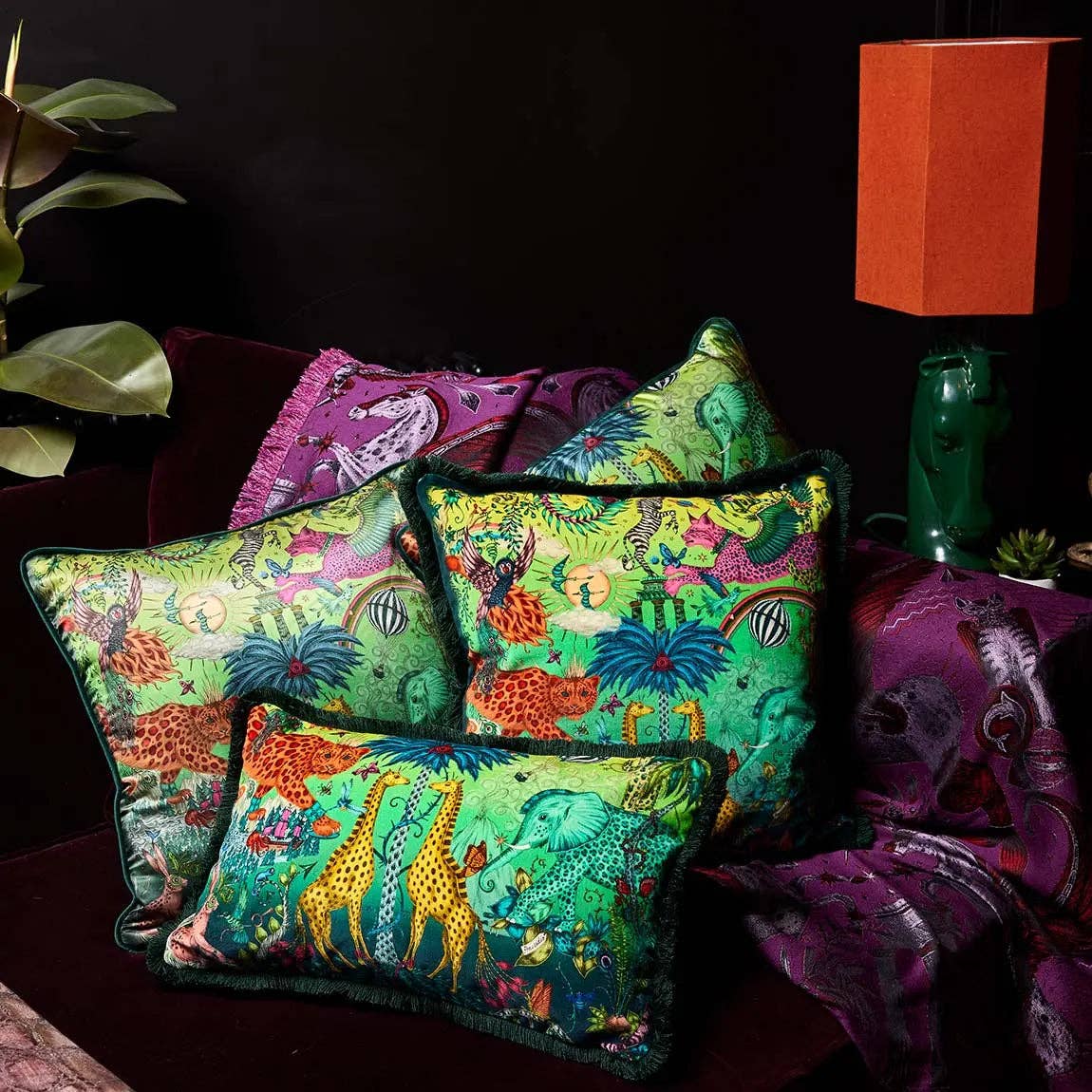 10 Year Anniversary Luxury Velvet Bolster Cushion: Multi