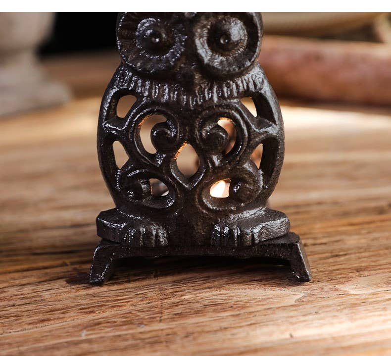 Iron Owl Candle Holder