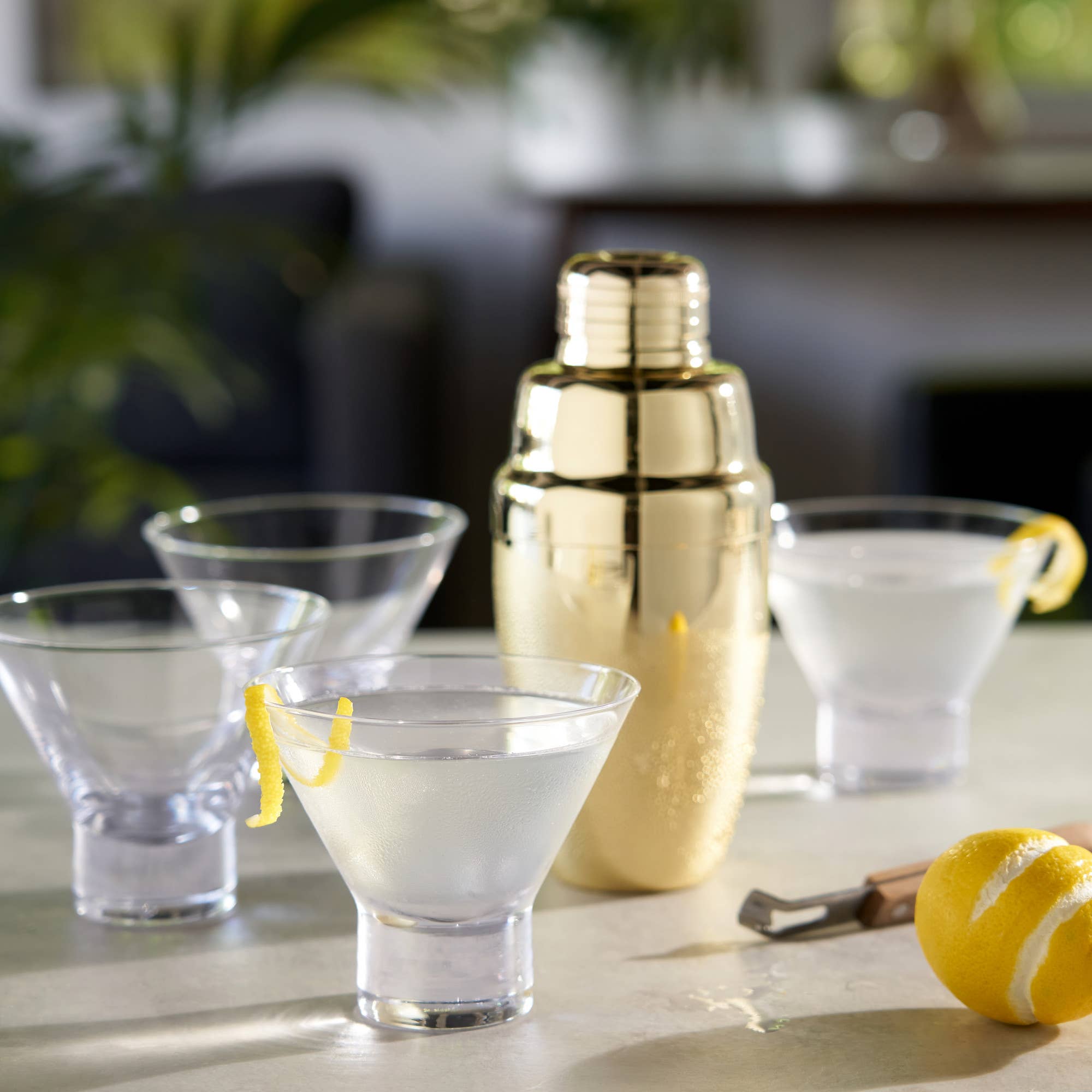 Stemless Crystal Martini Glasses, Set of Four