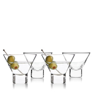 Stemless Crystal Martini Glasses, Set of Four