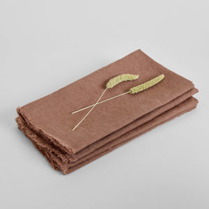 Fringed Linen Napkin: Mustard