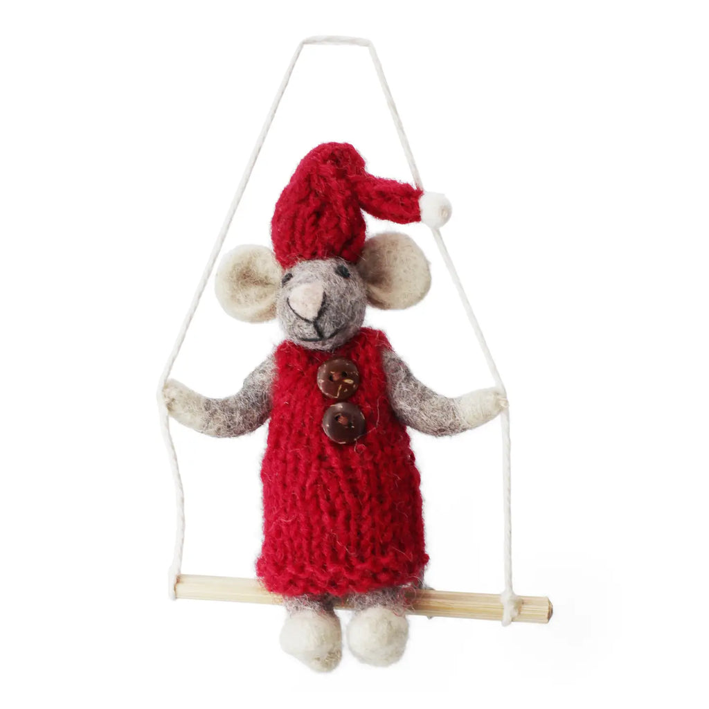 Small Grey Boy Mouse, Red Pants On Swing
