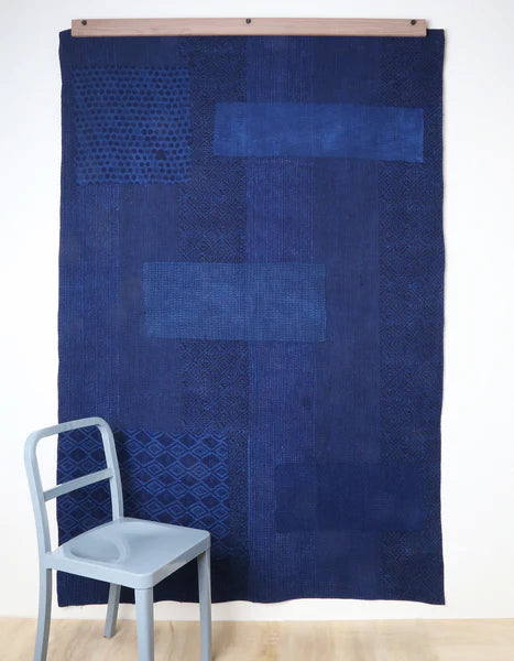 Indigo Overdyed Patchwork Quilt