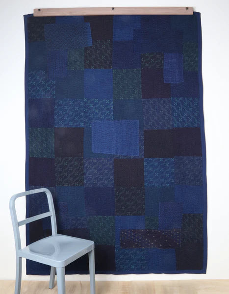 Indigo Overdyed Patchwork Quilt