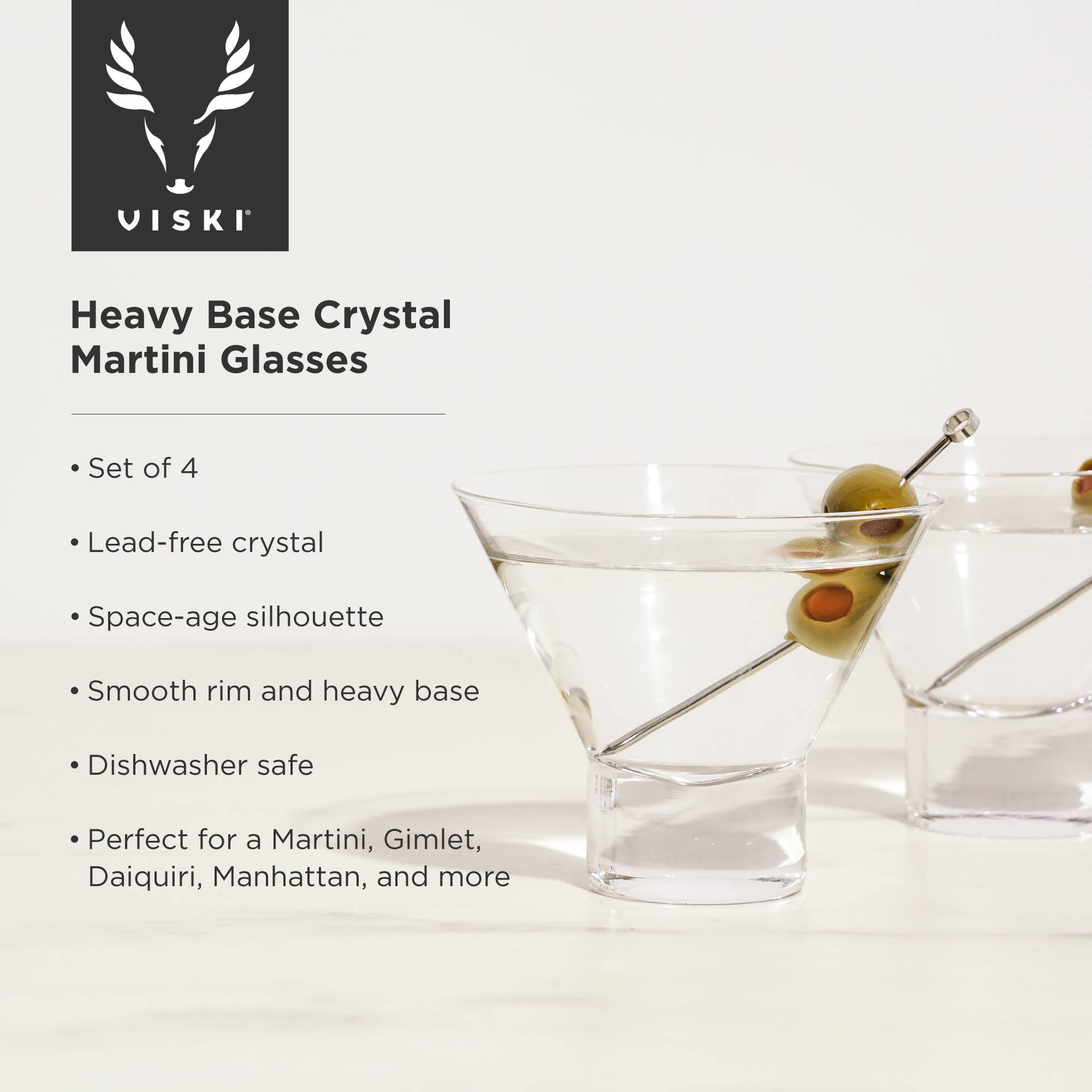 Stemless Crystal Martini Glasses, Set of Four
