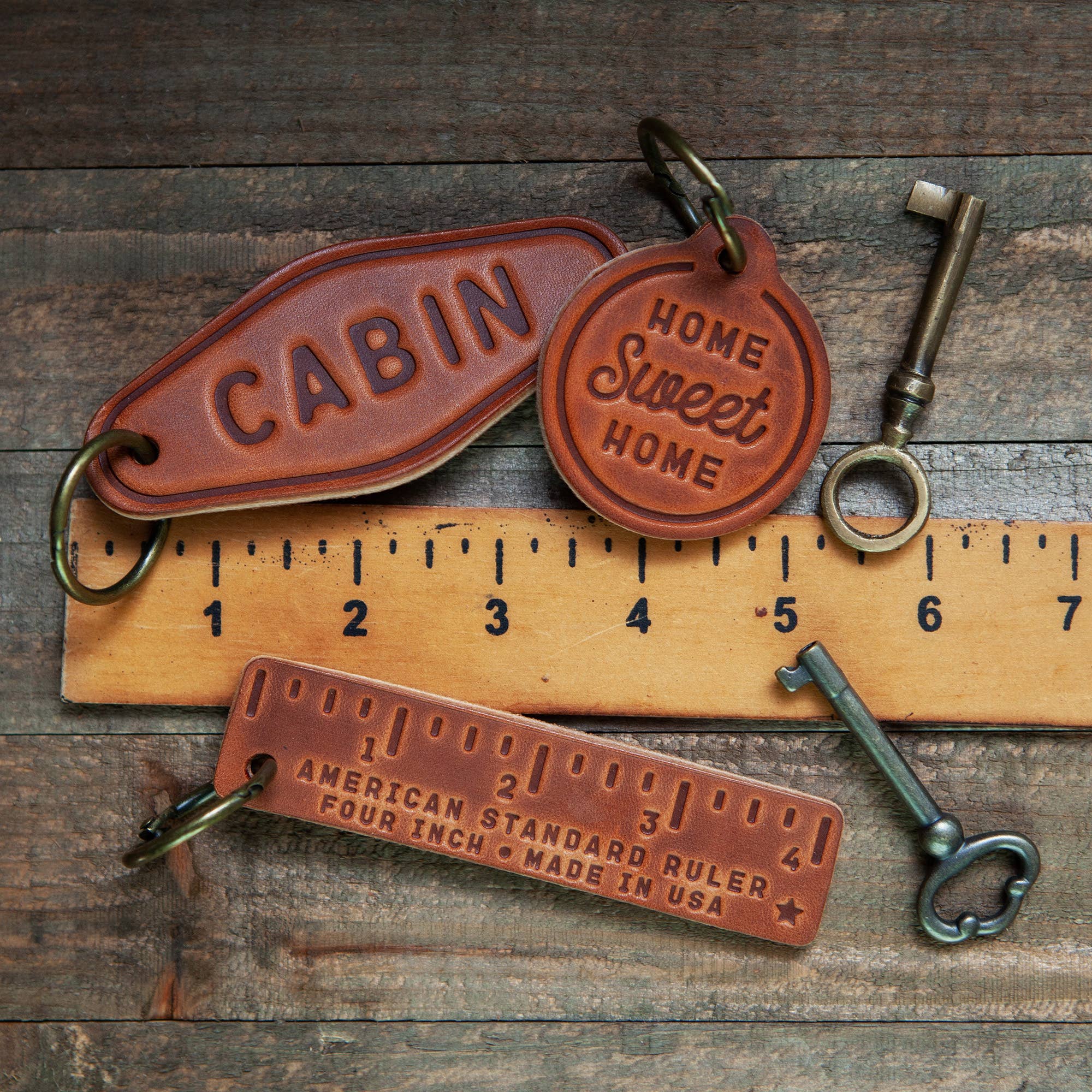 Cabin Leather Keychain Motel Style