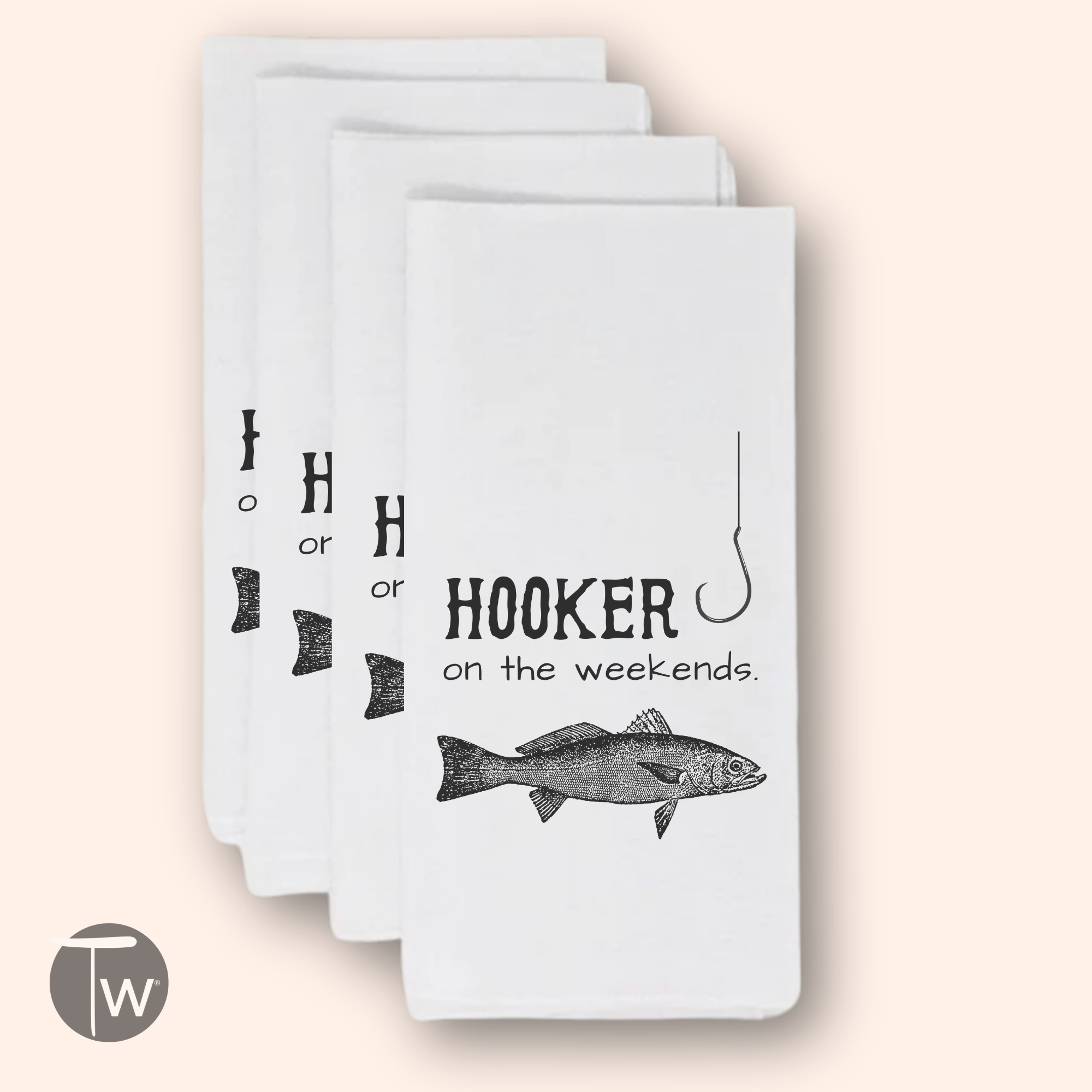 Hooker On The Weekend Tea Towel