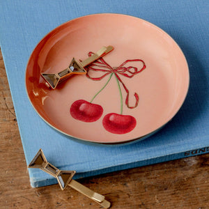 Round Enamel Tray, Cherries