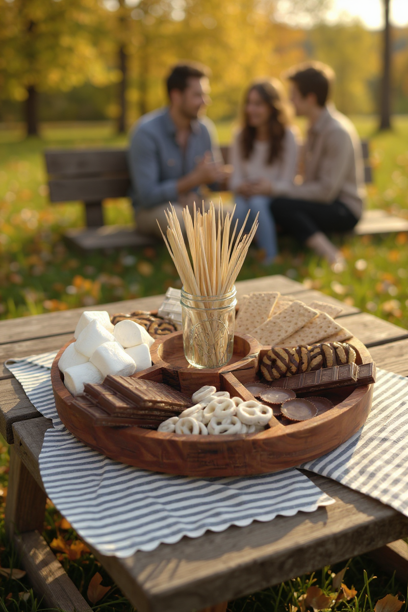 Large Divided Round Wood Tray