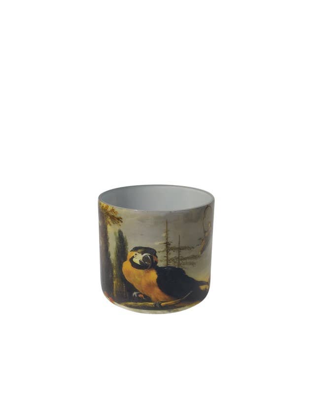 Glass Parrot Print Votive Holder, Medium