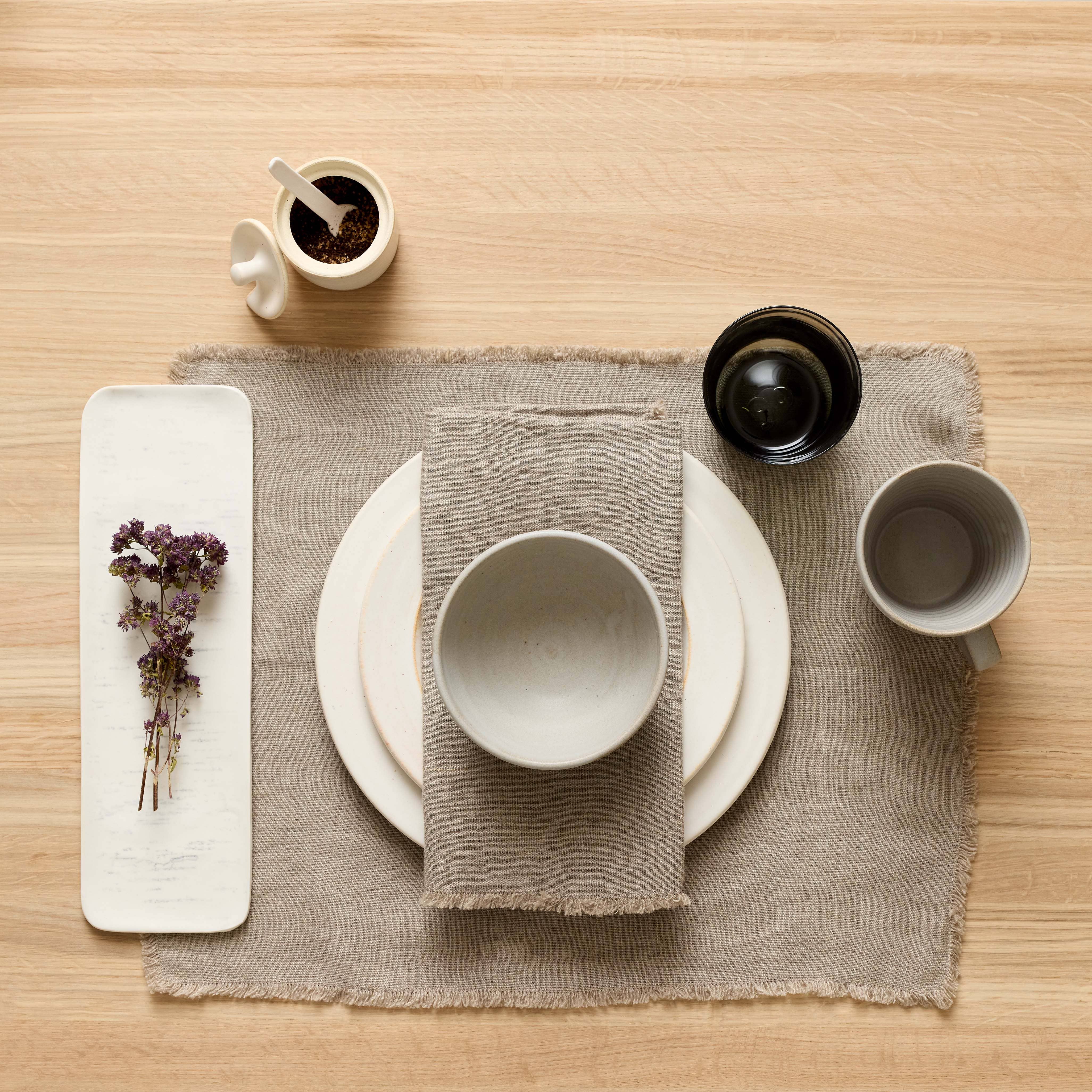Fringed Linen Napkin: Natural Flax