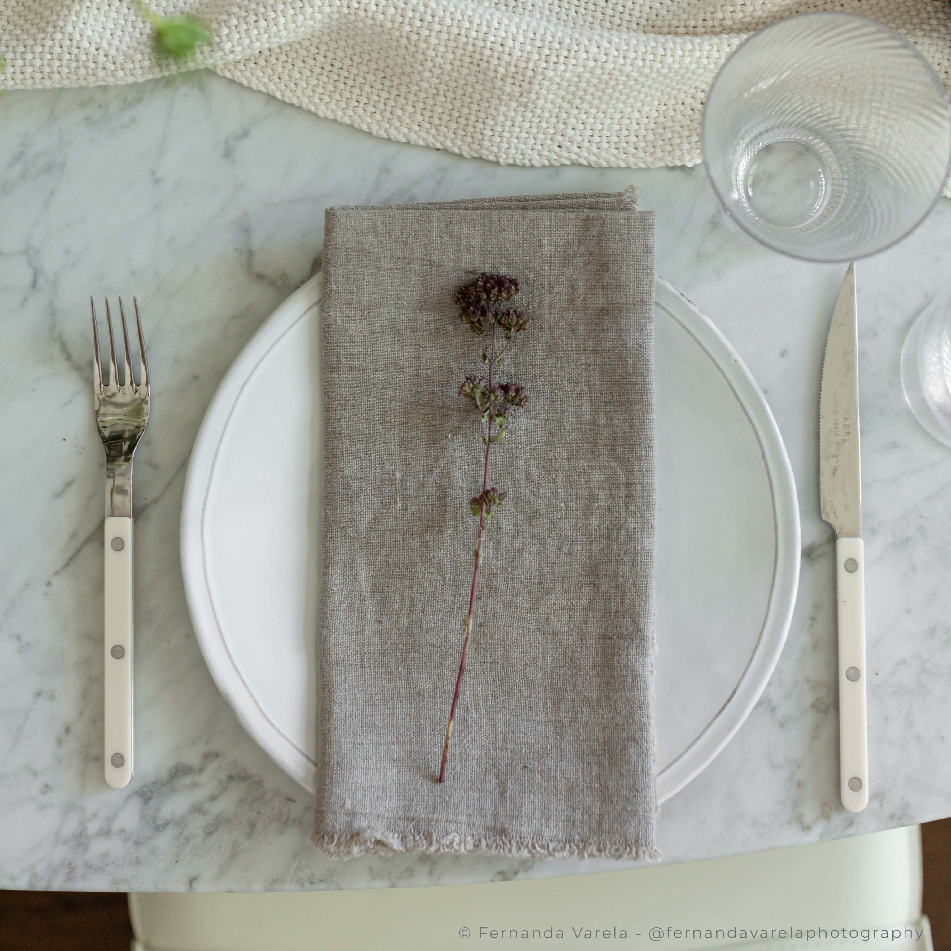 Fringed Linen Napkin: Natural Flax