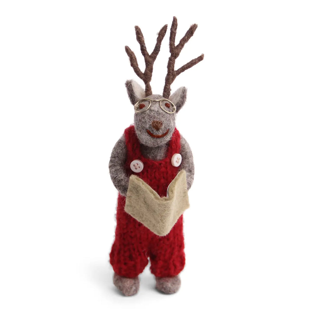 Small Grey Boy Deer With Book