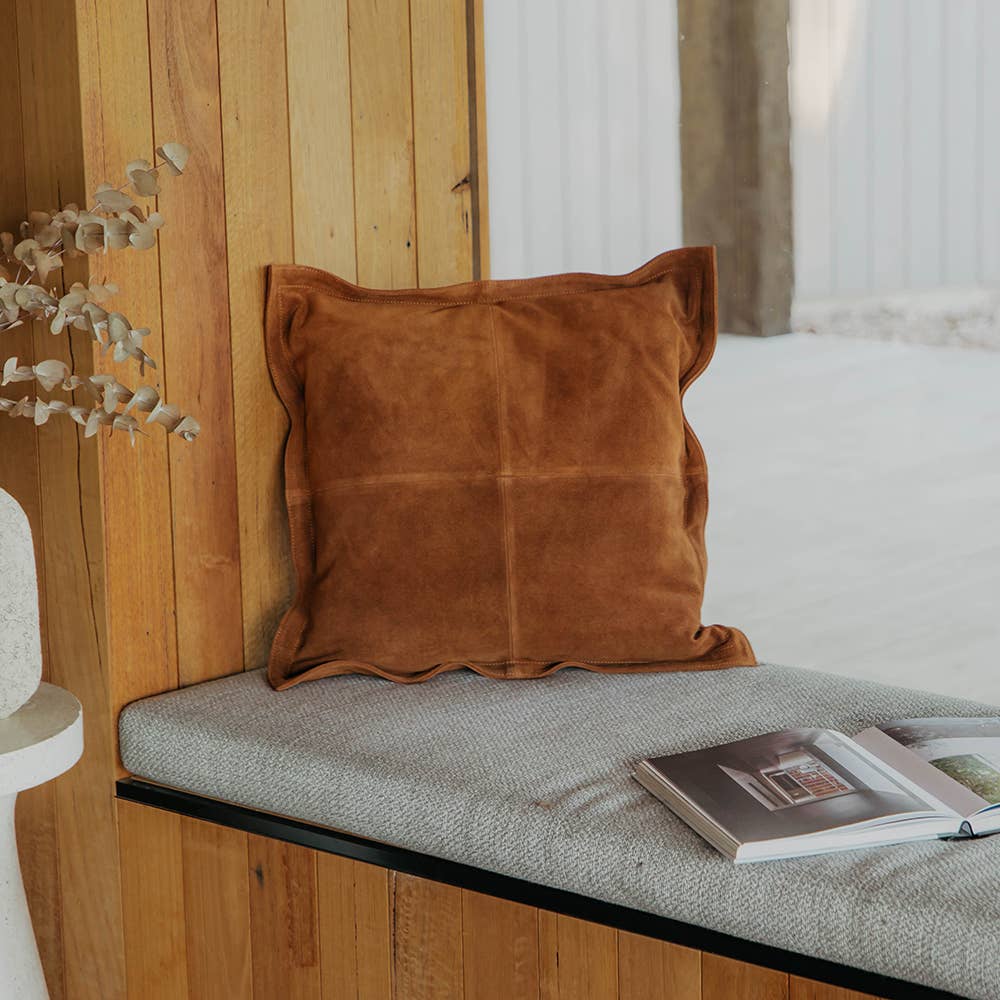 Suede Leather Pillow Square