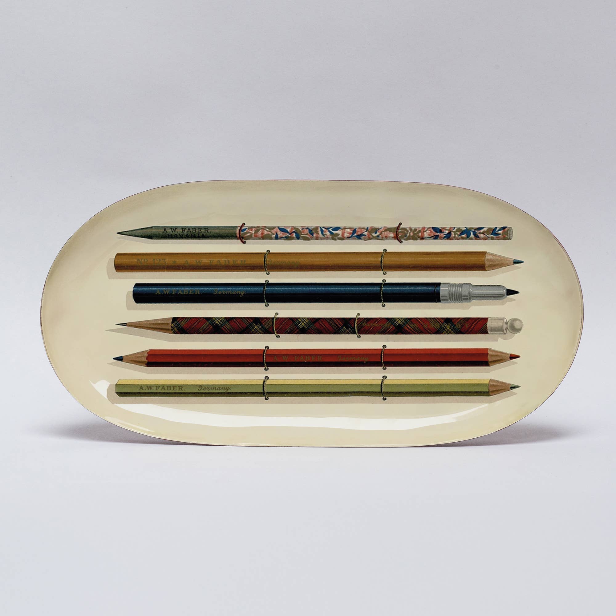 Oval Enamel Tray,Vintage Pencils