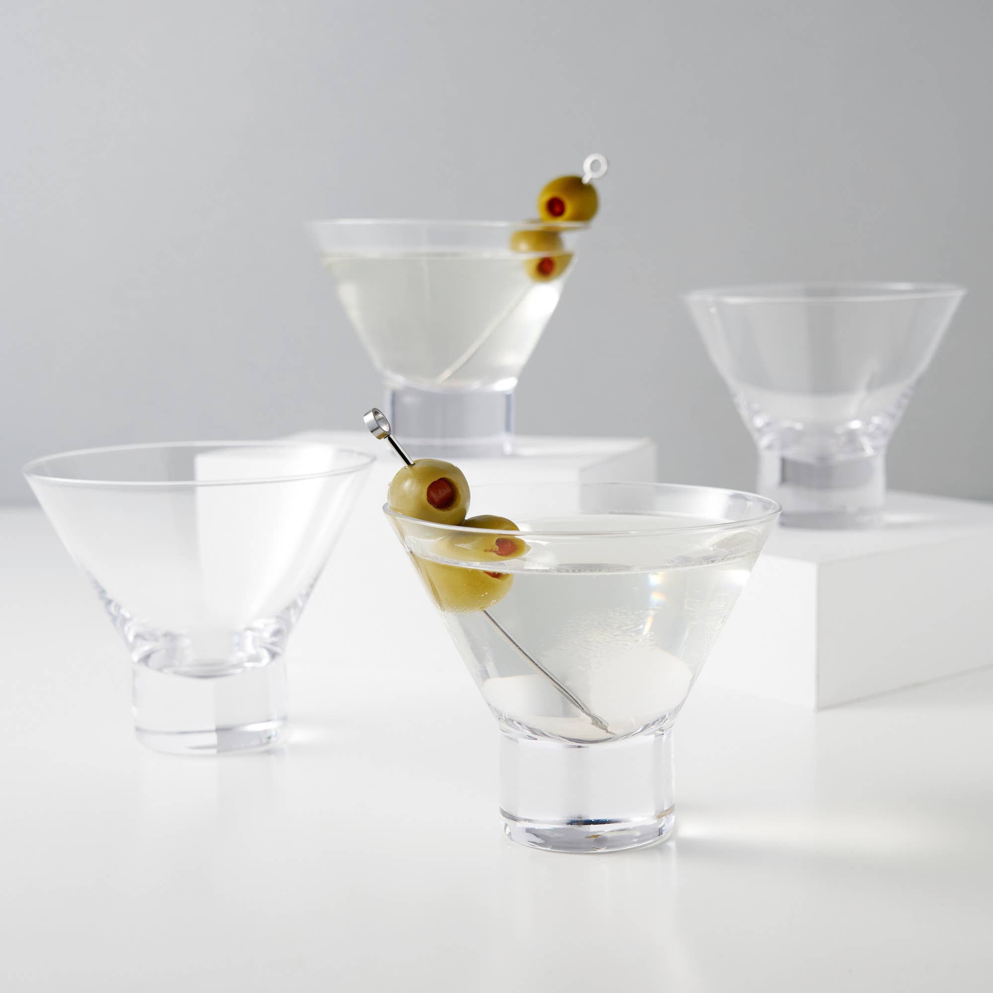 Stemless Crystal Martini Glasses, Set of Four