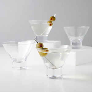 Stemless Crystal Martini Glasses, Set of Four