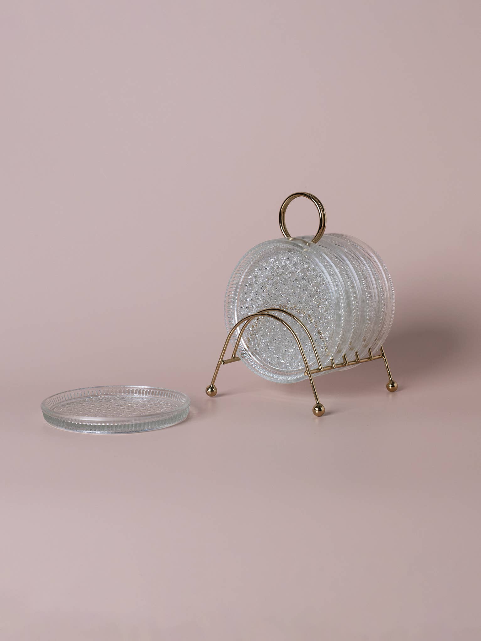 Glass Coasters Metal Caddy Set