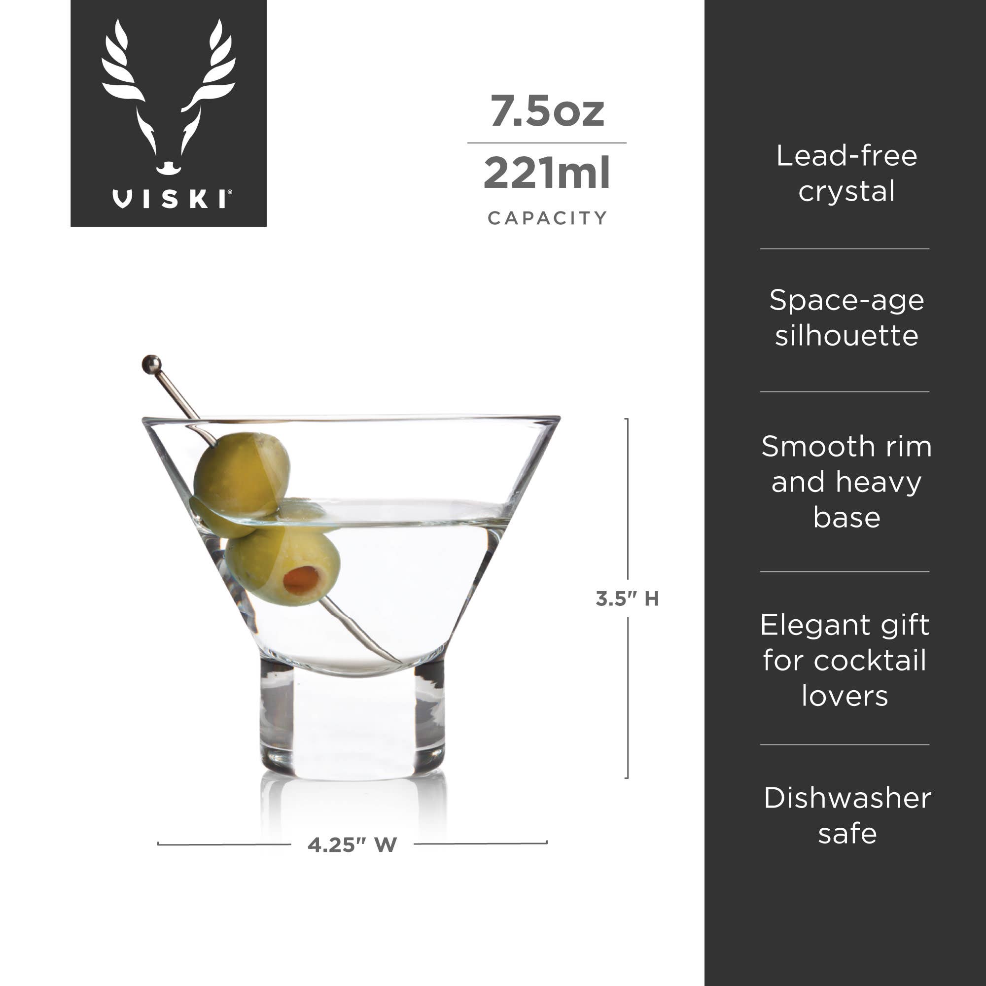 Stemless Crystal Martini Glasses, Set of Four