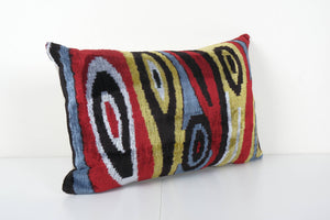 Ikat Colorful Pillow Cover - Handloom Silk Pastel Velvet