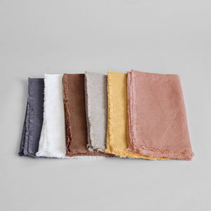 Fringed Linen Napkin: Saddle Brown