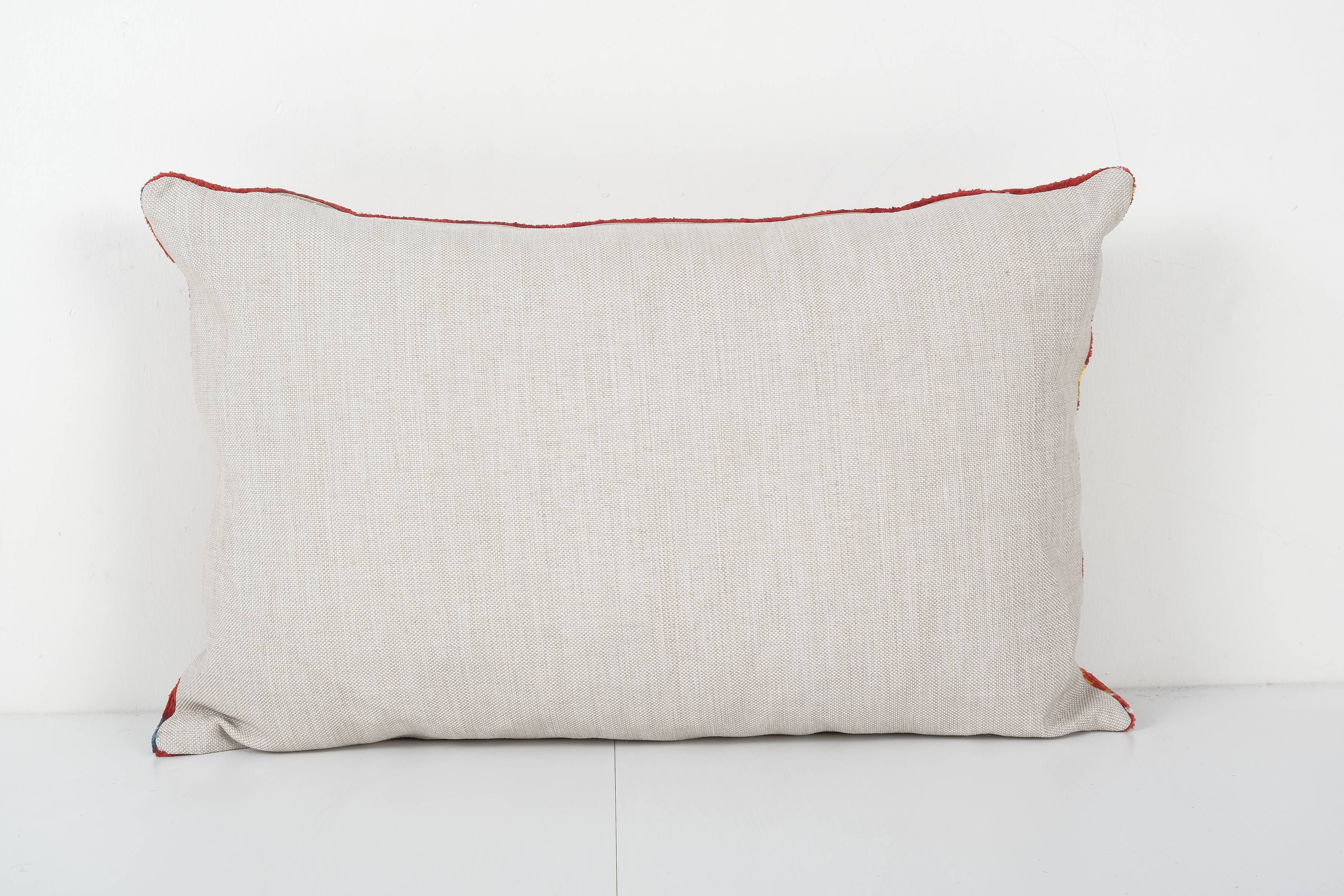 Fish Ikat Velvet Pillow, Red Silk Lumbar Cushion Cover, Boho