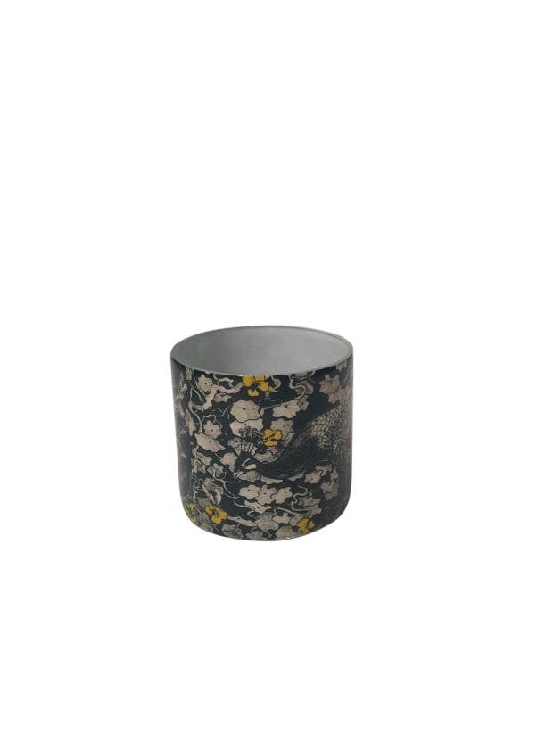 Glass Peacock Print Votive Holder, Small