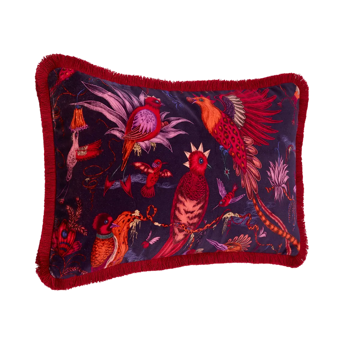 Quetzal Luxury Velvet Bolster Cushion: Violet