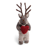 Small Grey Boy Deer With Heart