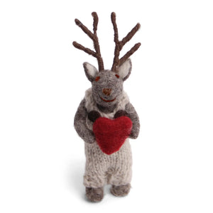Small Grey Boy Deer With Heart