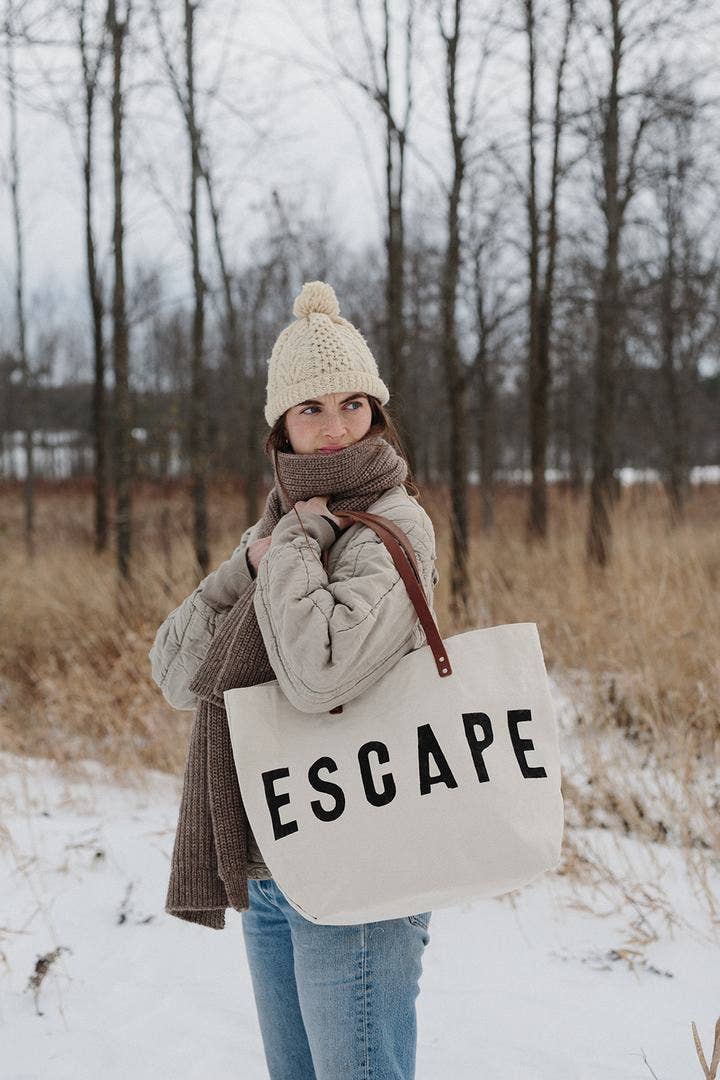ESCAPE Canvas Tote Bag: Black
