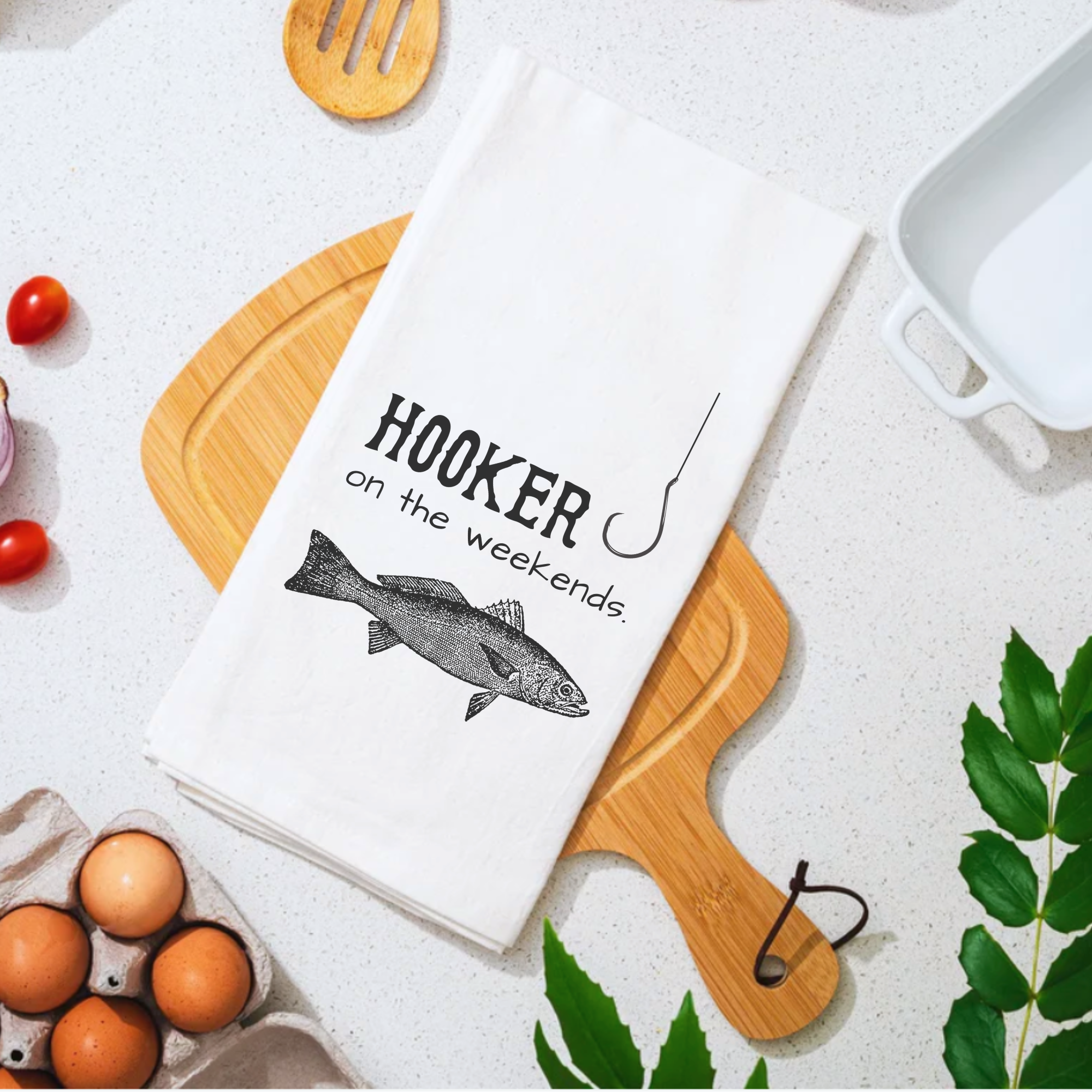 Hooker On The Weekend Tea Towel