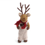 Small Brown Boy Deer, Grey Pants + Scarf