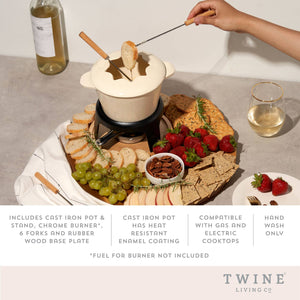 Enamel Coated-Finish Cast Iron Fondue Set