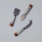 Zebra Marble + Wood Cheese Set/3