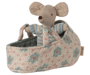 Baby Mouse In Carrycot, Blue