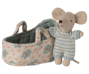 Baby Mouse In Carrycot, Blue