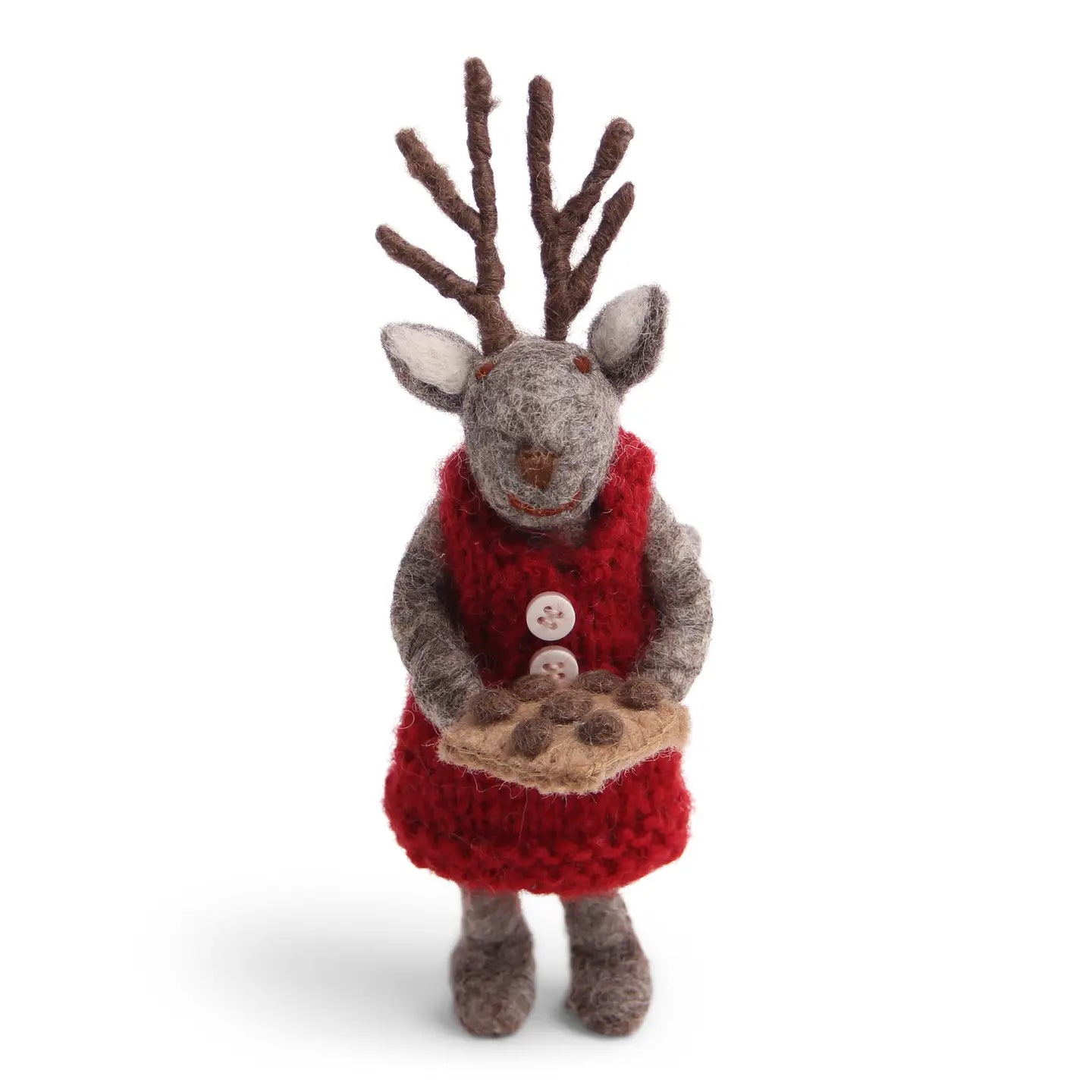 Small Grey Girl Deer With Baking Tray