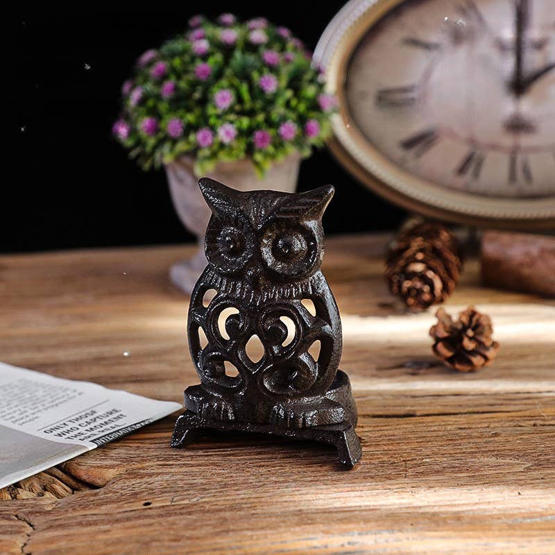 Iron Owl Candle Holder