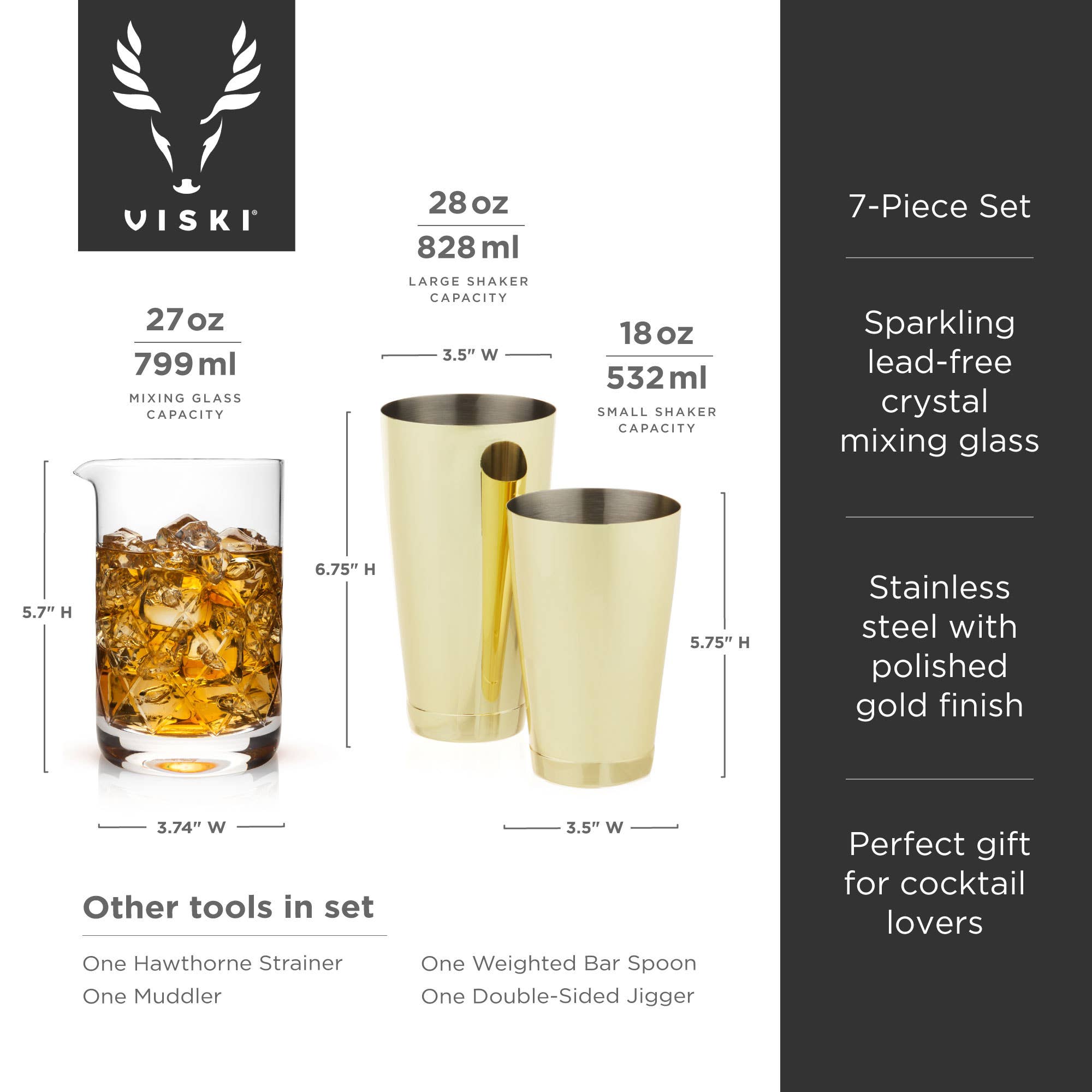 Gold 7- Piece Bar Essentials Set